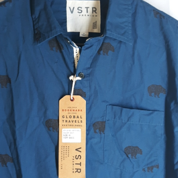 VSTR Cotton long sleeve Bear print Button shirt - Picture 2 of 7